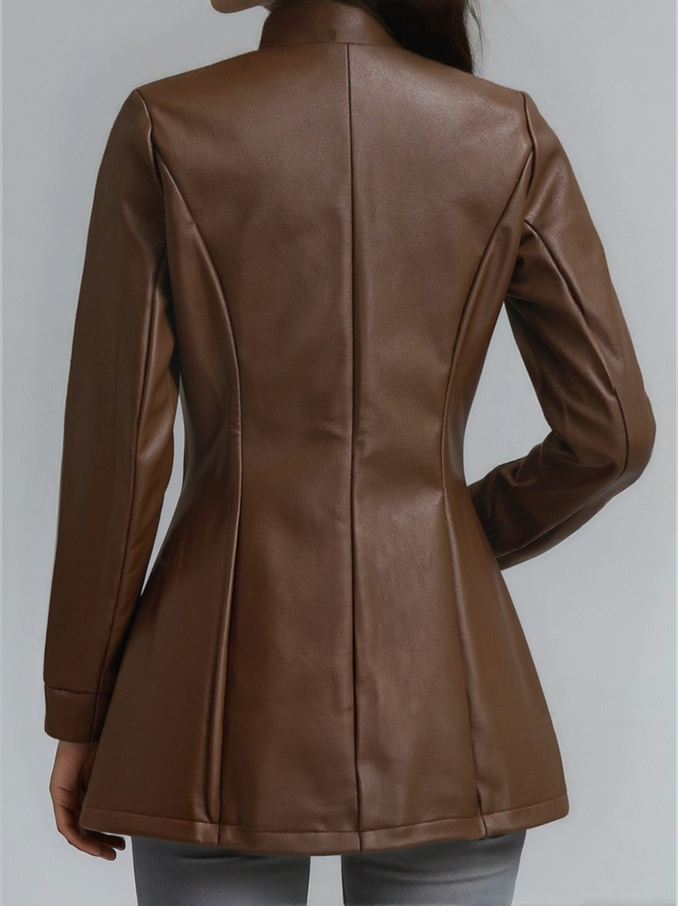 Women's Stand Collar Vintage Faux Leather Jacket