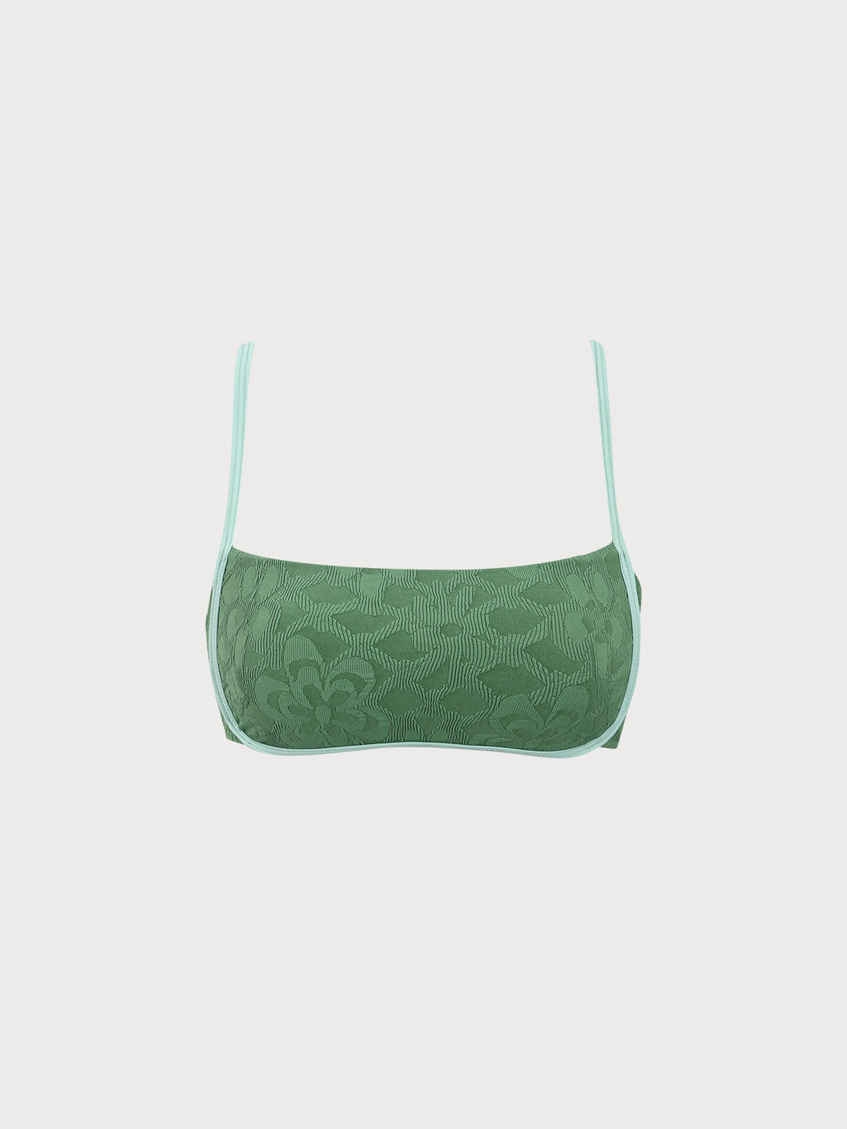 Dark Green Jacquard X Cross Bikini Top