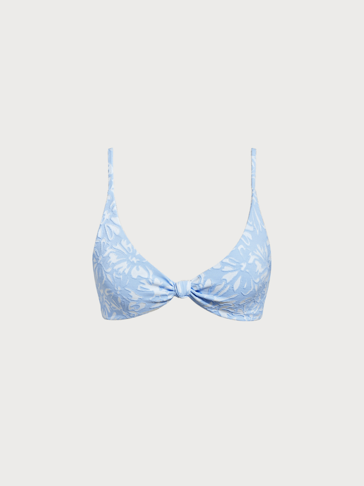 Light Blue Bloom Textured Bikini Top
