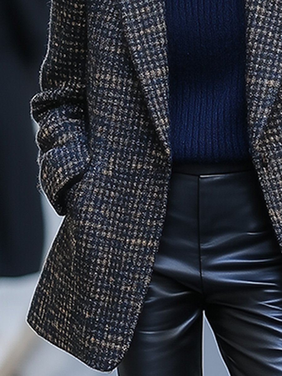 (ship in 24hrs)Women's Vintage Lapel Tweed Jacket