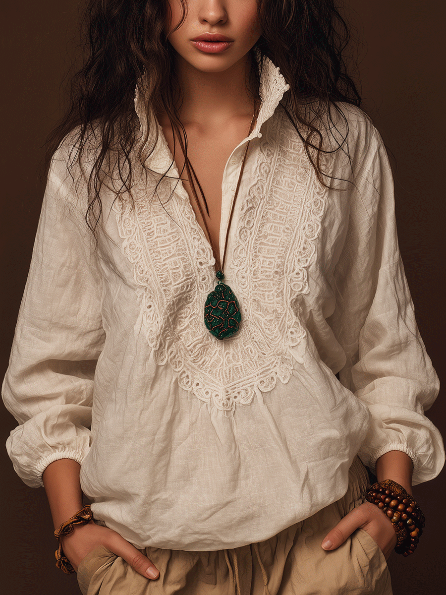 Boho Tuscany Nomad Linen Blouse