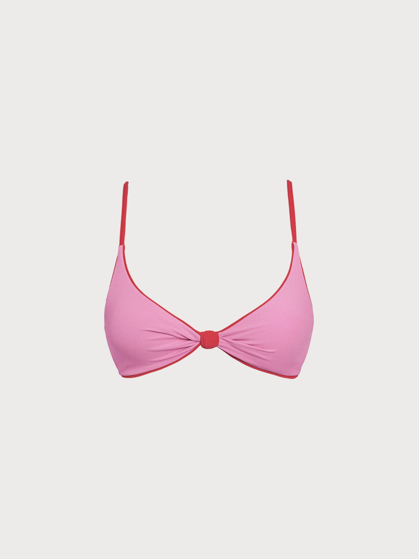 Red-Pink Reversible Knot X Cross Bikini Top