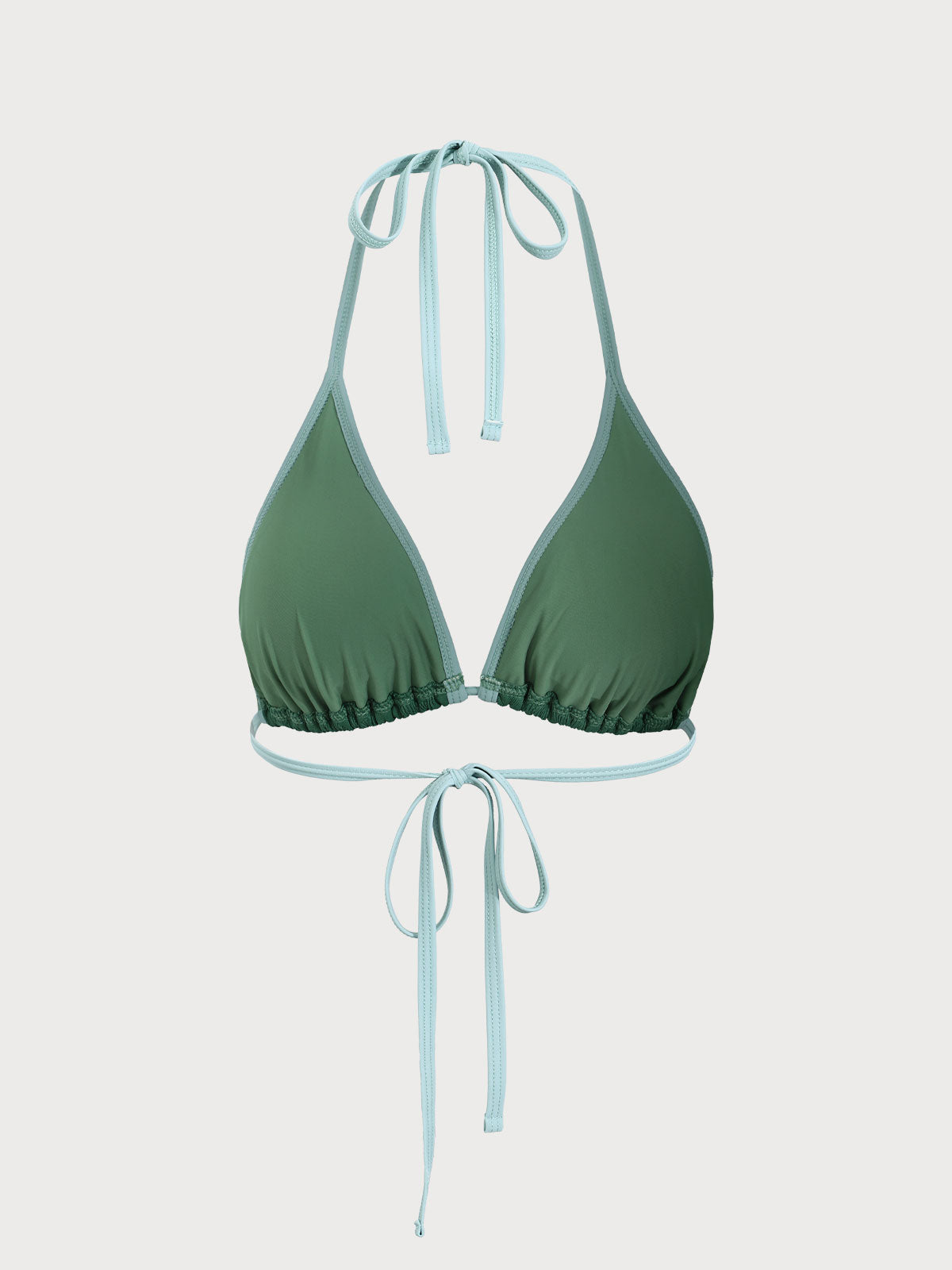 Dark Green Jacquard Halter Bikini Top