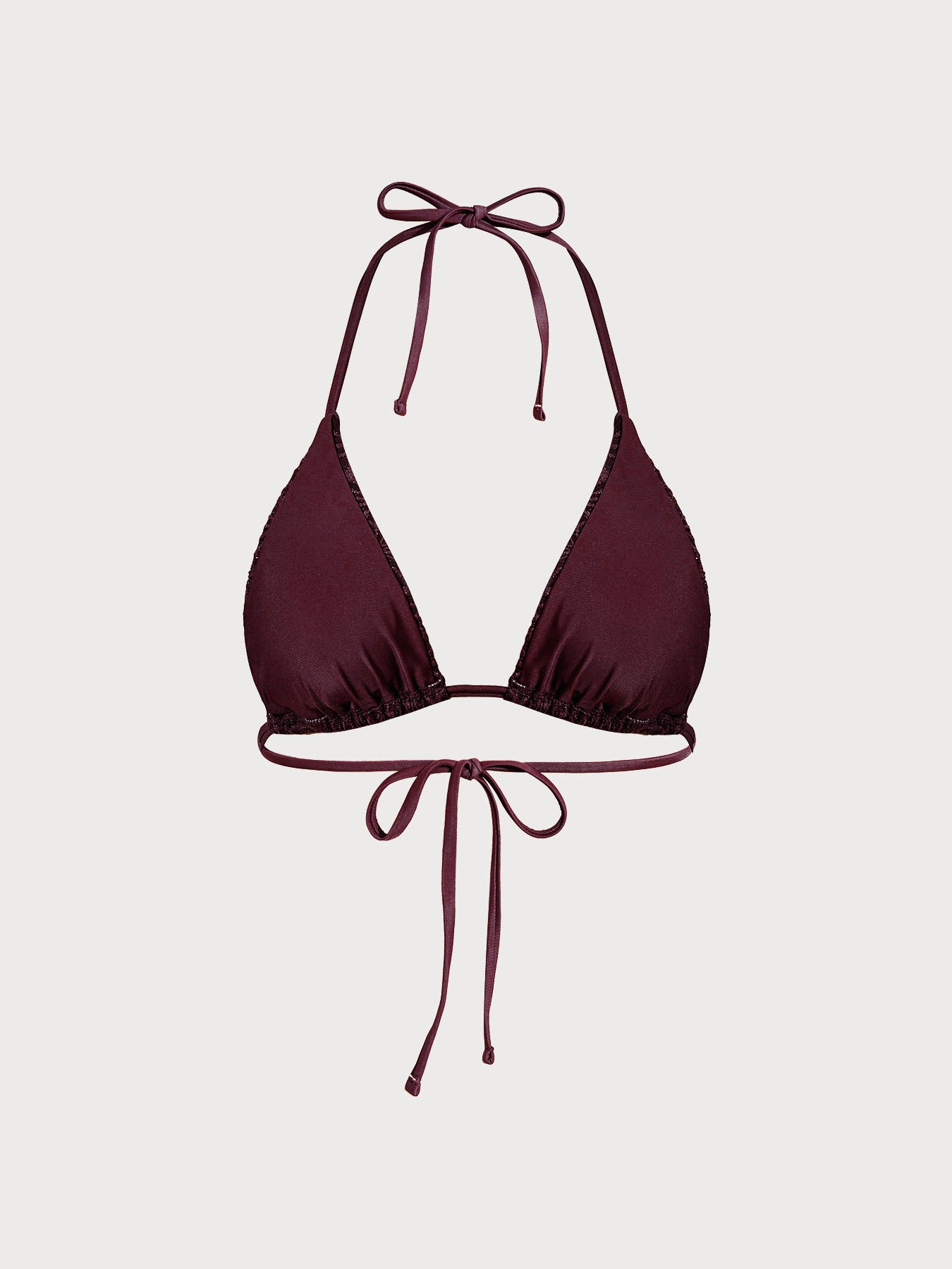 Dark Coffee Textured Triangle Bikini Top