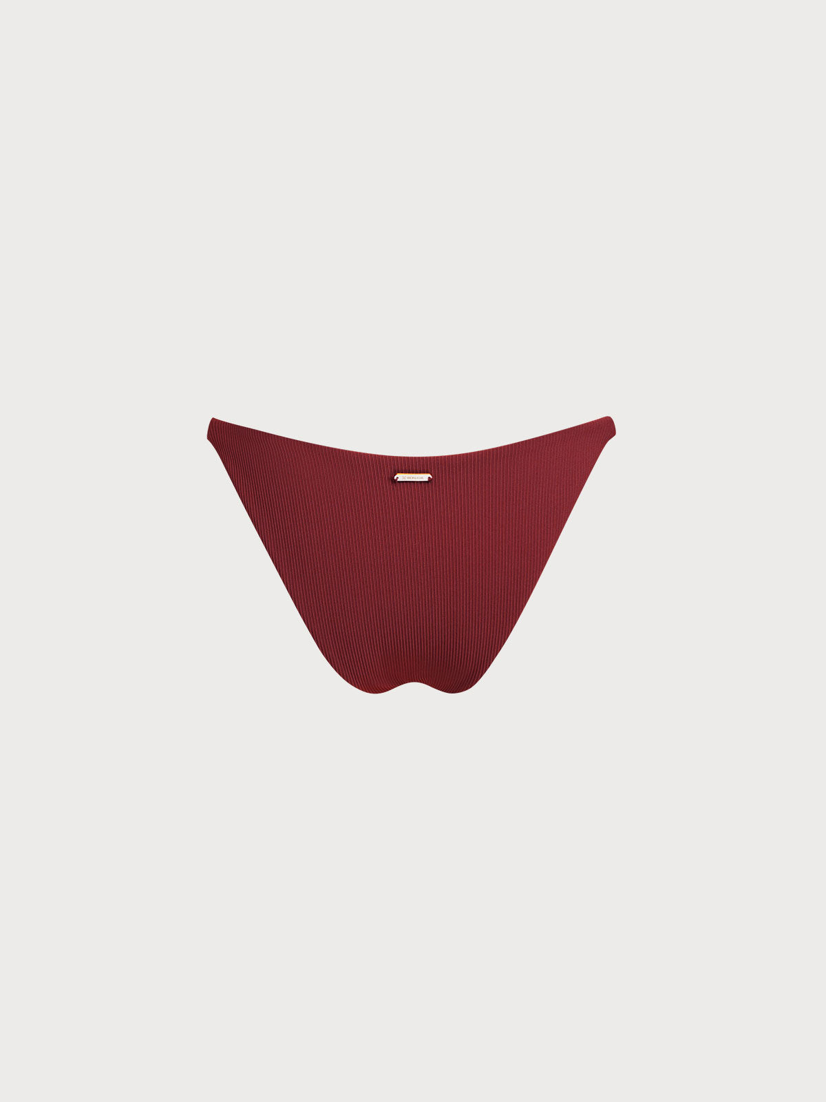 Wine Red Gold-Accented Bikini Bottom