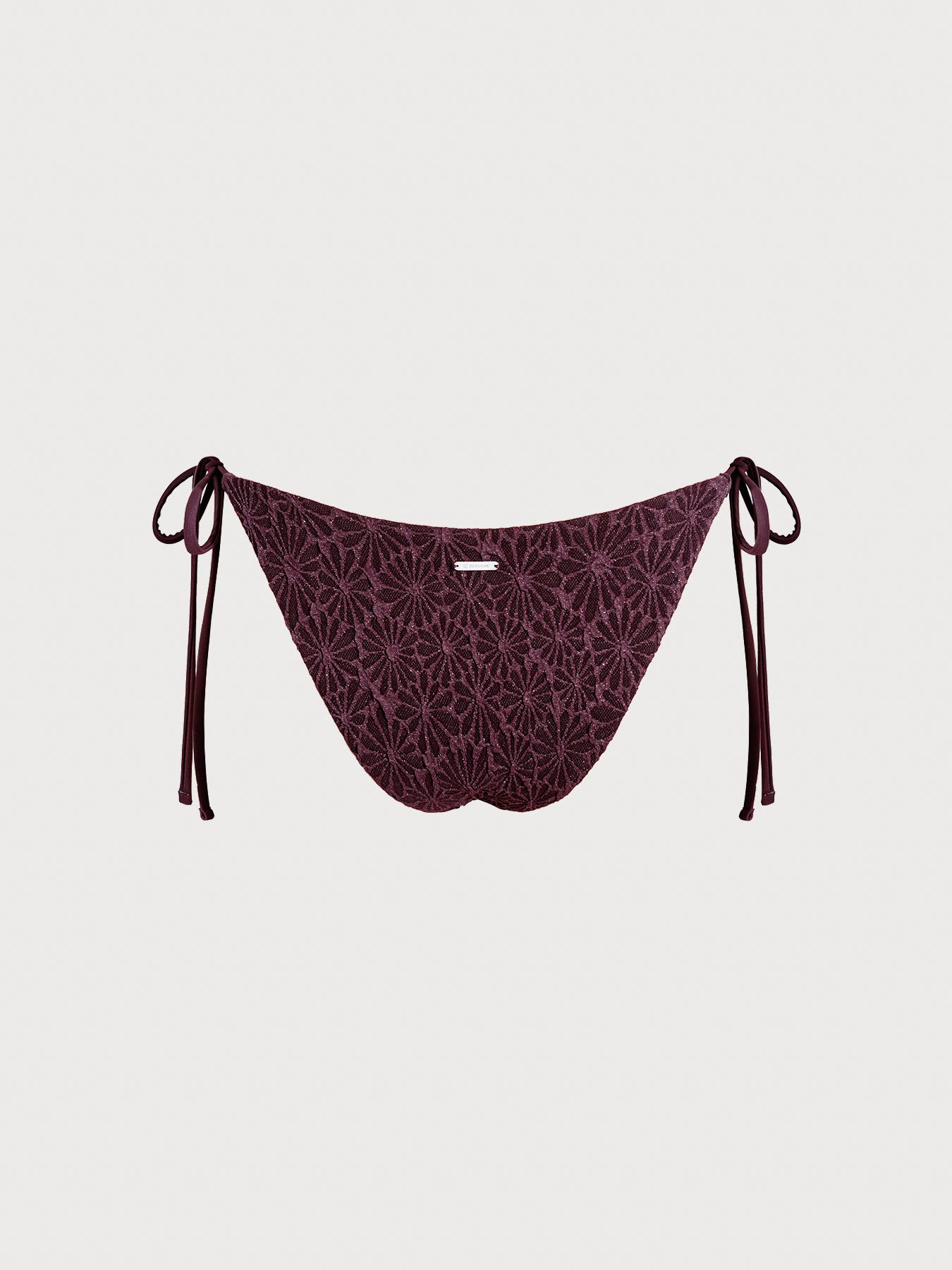 Dark Coffee Textured Tie Bikini Bottom