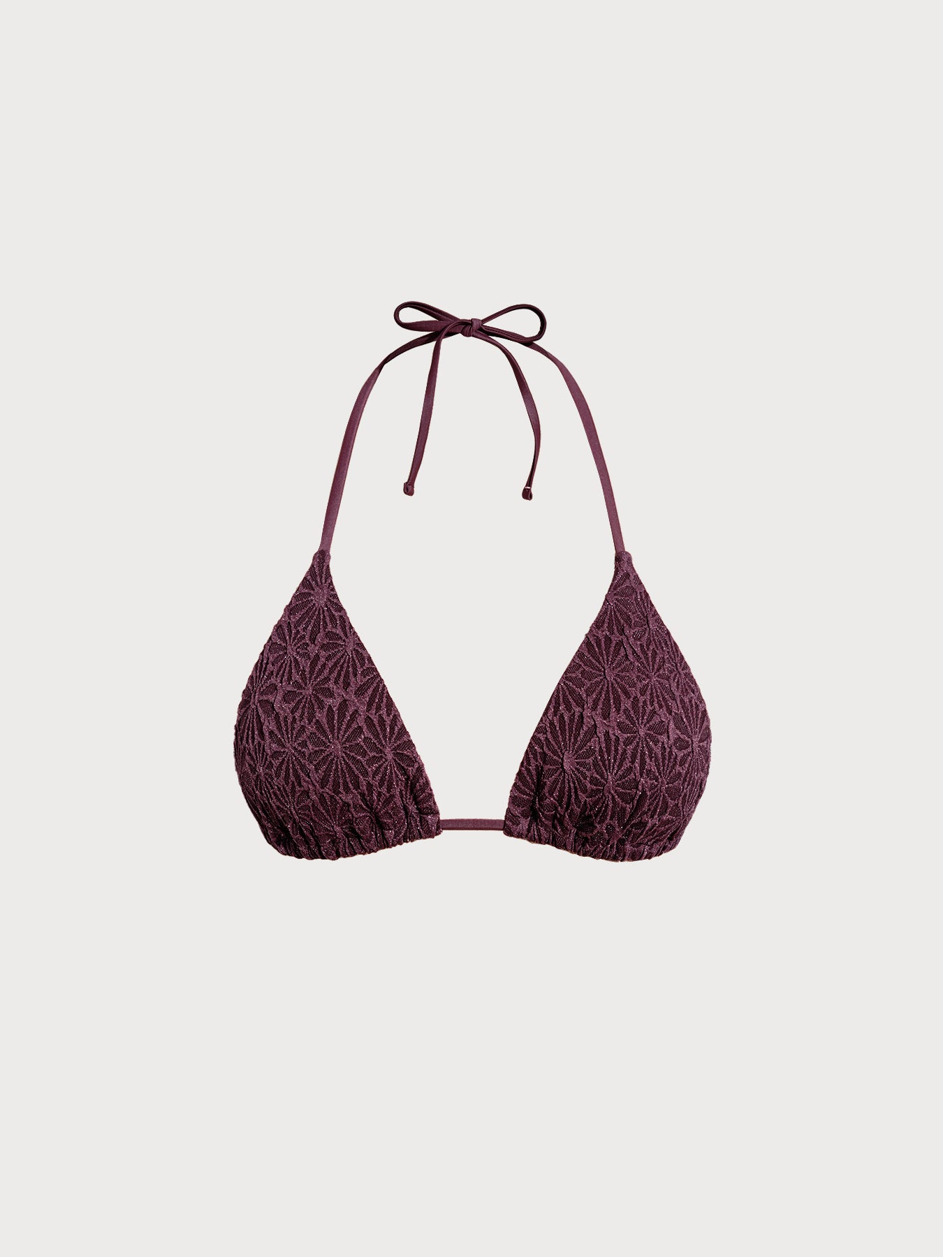 Dark Coffee Textured Triangle Bikini Top