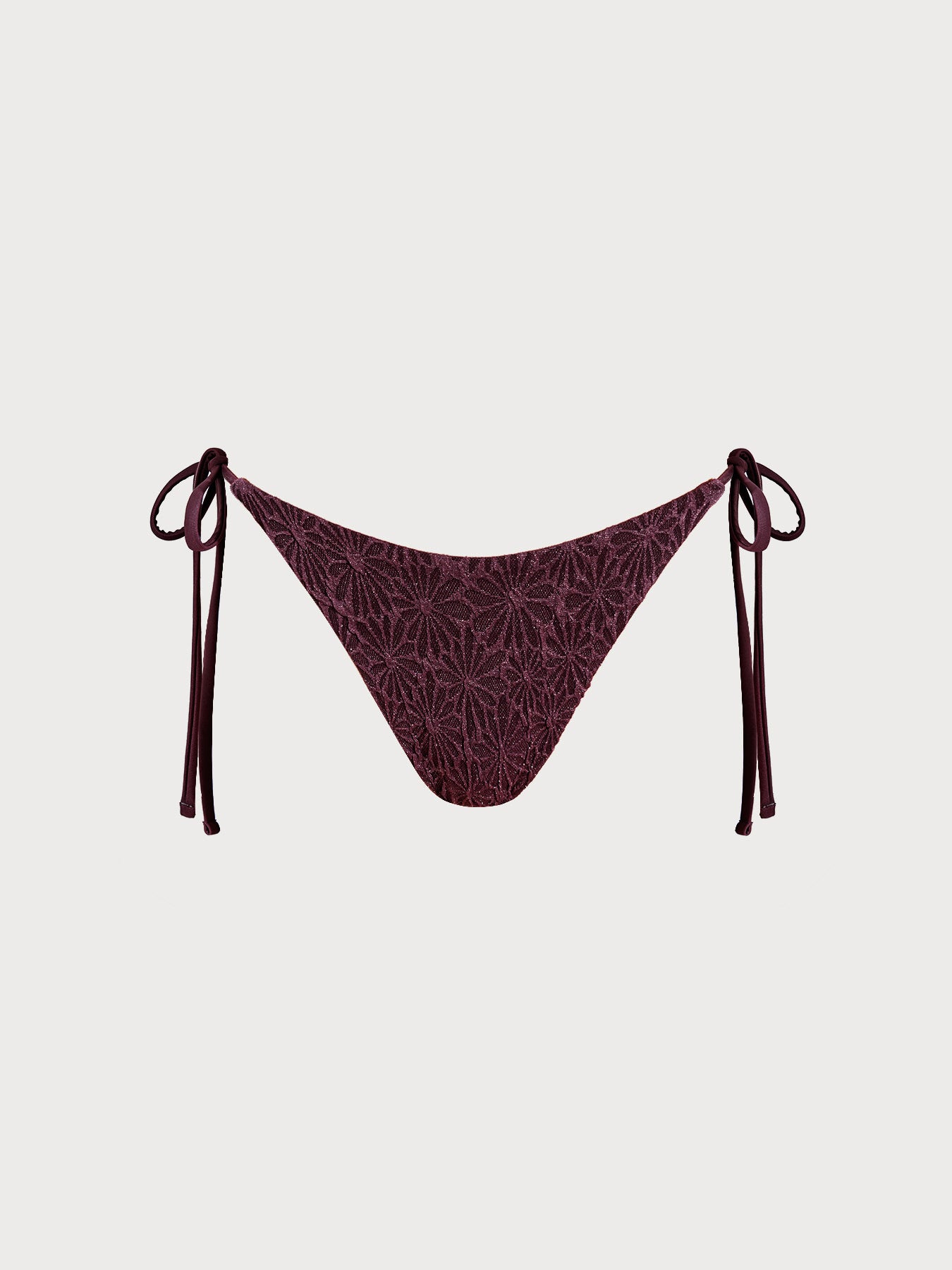 Dark Coffee Textured Tie Bikini Bottom