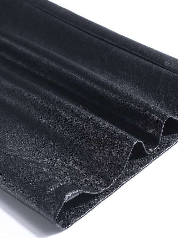 Chic High-waisted Wide-leg PU leather Cropped Pants