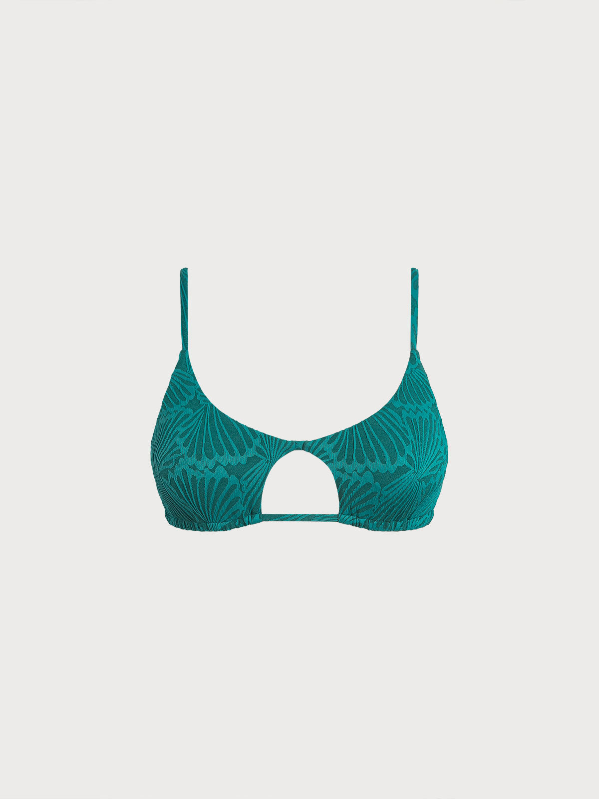 Dark Green Textured Cut Out Bikini Top