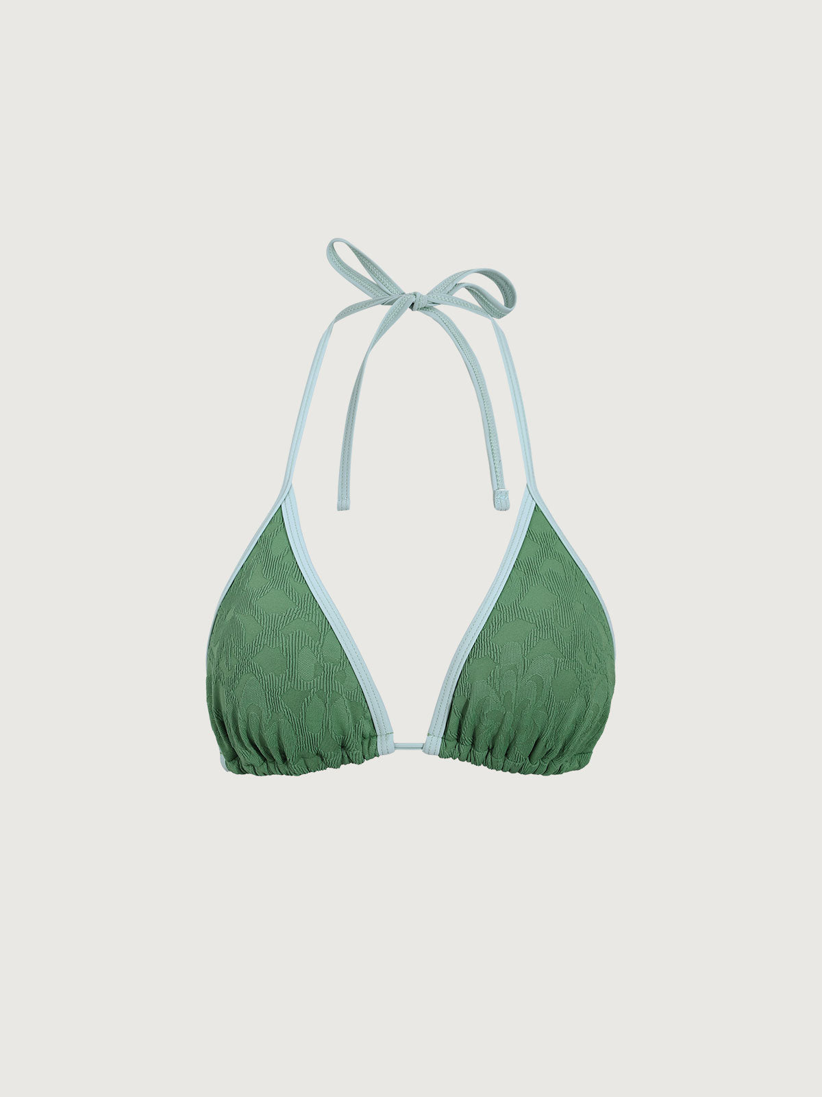 Dark Green Jacquard Halter Bikini Top