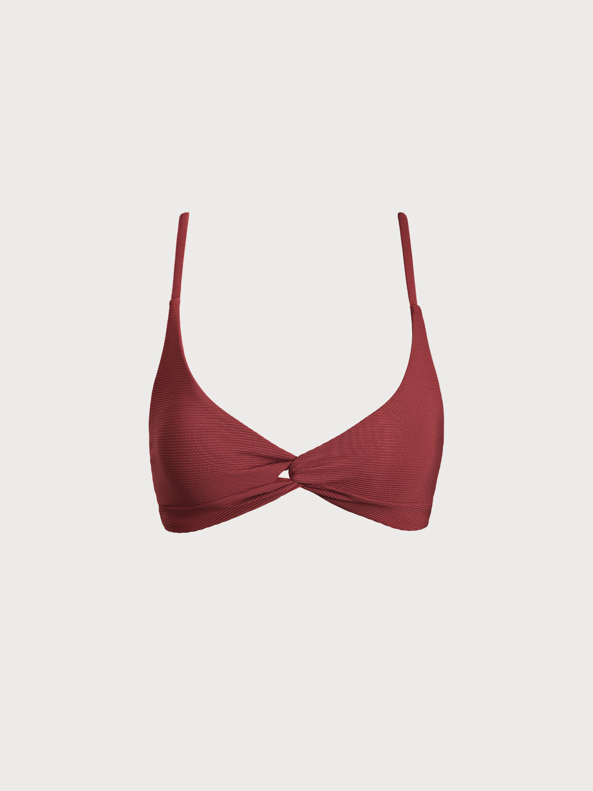 Wine Red Twist Backless Bikini Top